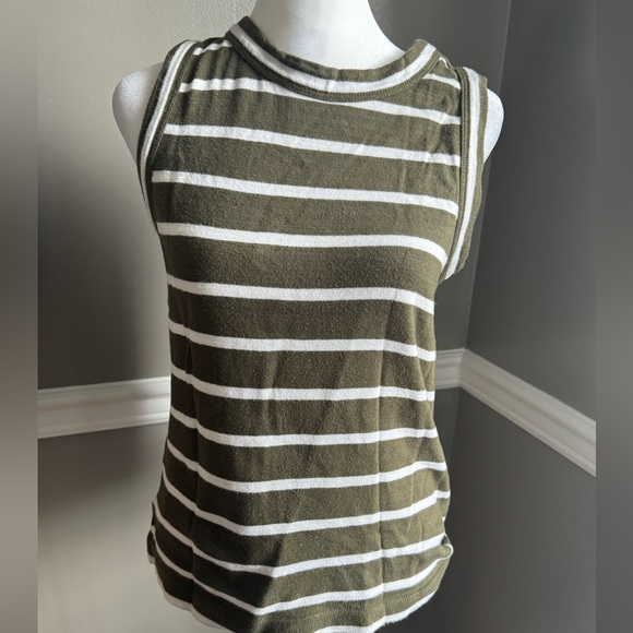 LOFT Green‎ Striped Harbor Cotton Tank Top-Size XS - Picture 3 of 5